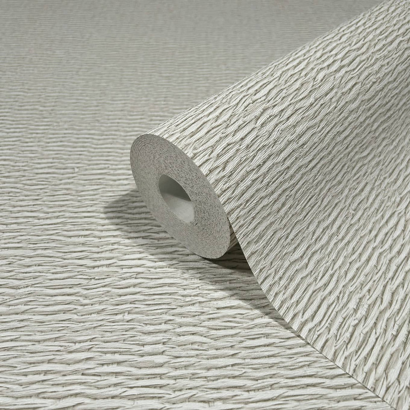 Non-woven tapet med vævet træ-look beige tekstil-look