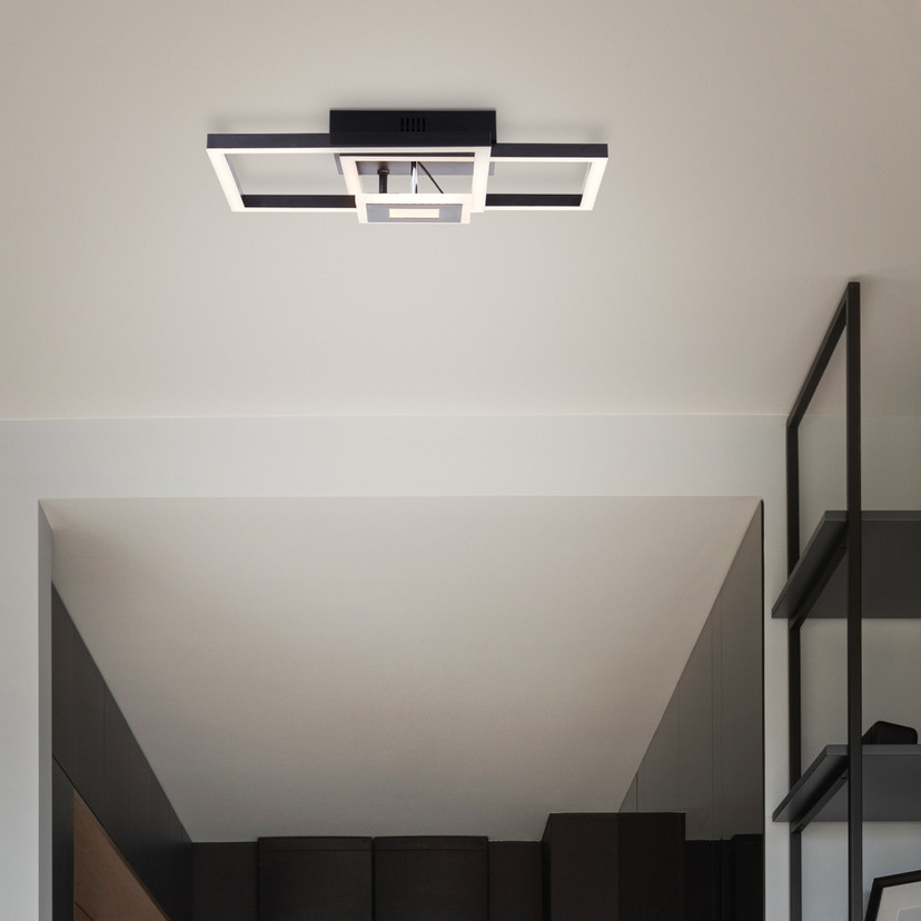 Deckenleuchte Chloe, schwarz, 40 x 40 cm, Metall LED-Deckenleuchte, dimmbar