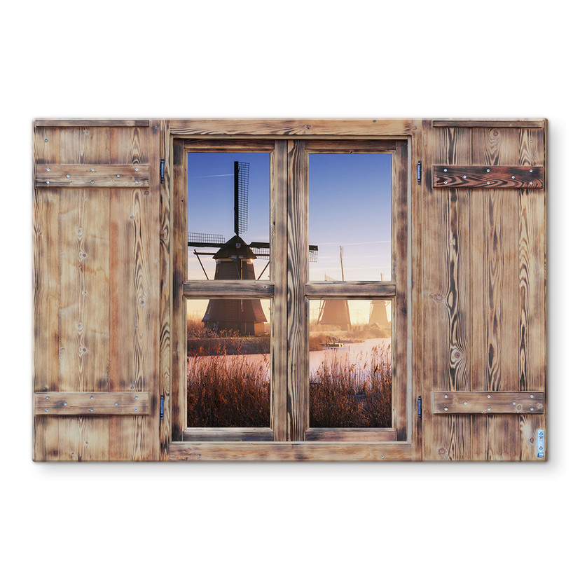 Stænkplade 3d Trævindue - Pablo - Kinderdijk 4