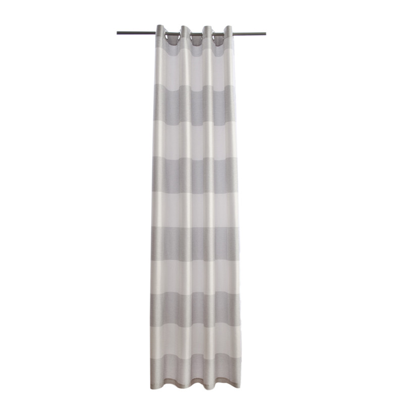 Ösenvorhang silber und weiß - Gardine mit Querstreifen - Vorhang mit Ösen