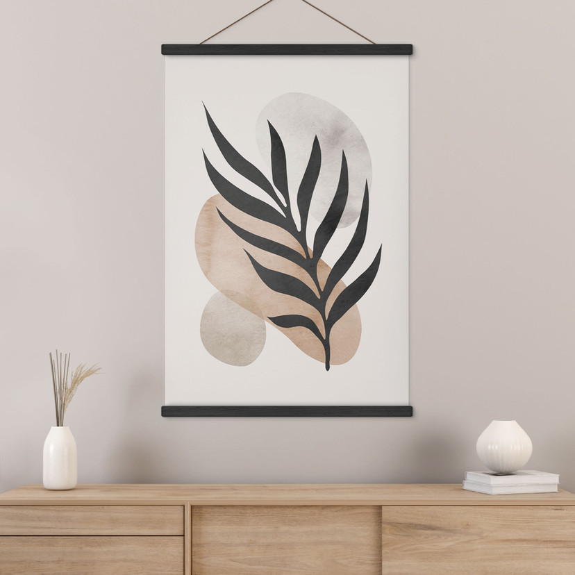 Tableau en tissu Silhouette botanique avec géométrie artistique - Costa