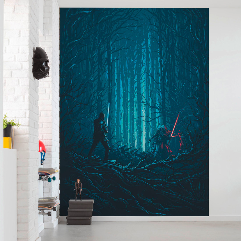 Vlies Fototapete - Star Wars Wood Fight - 200 x 280 cm