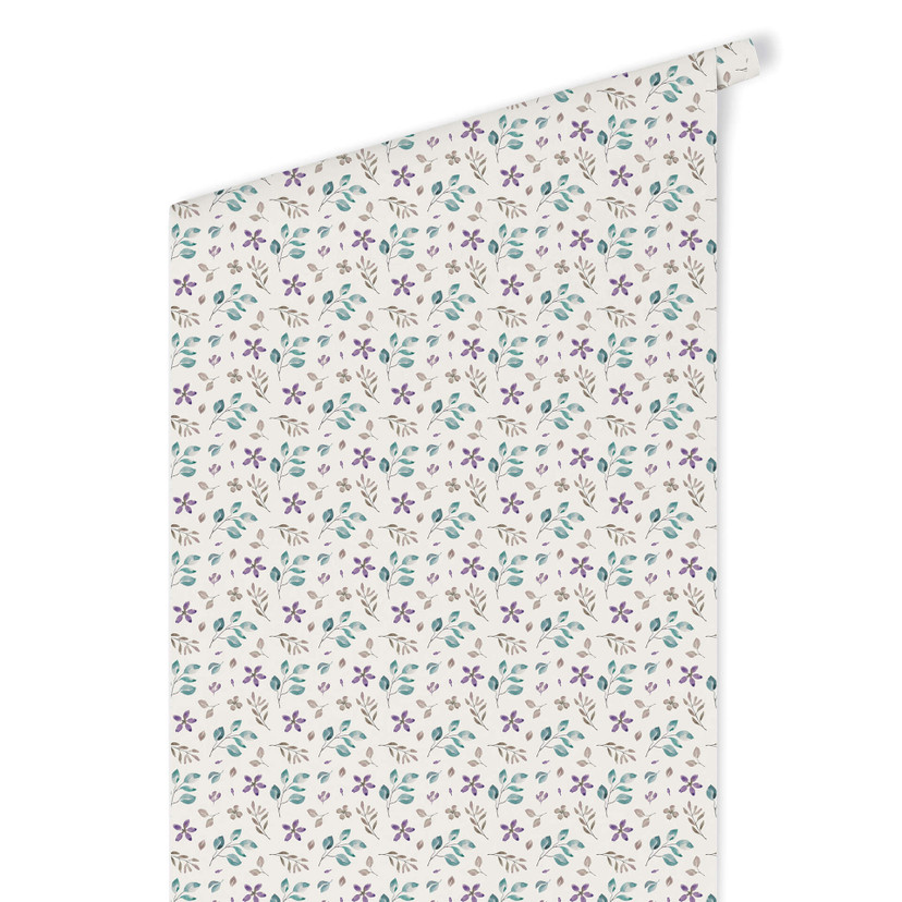 Tapet med mønster - akvarelblomster 01 - violet