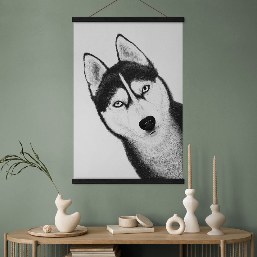 Obraz tkaniny Siberian husky - portret psa - Korenkova