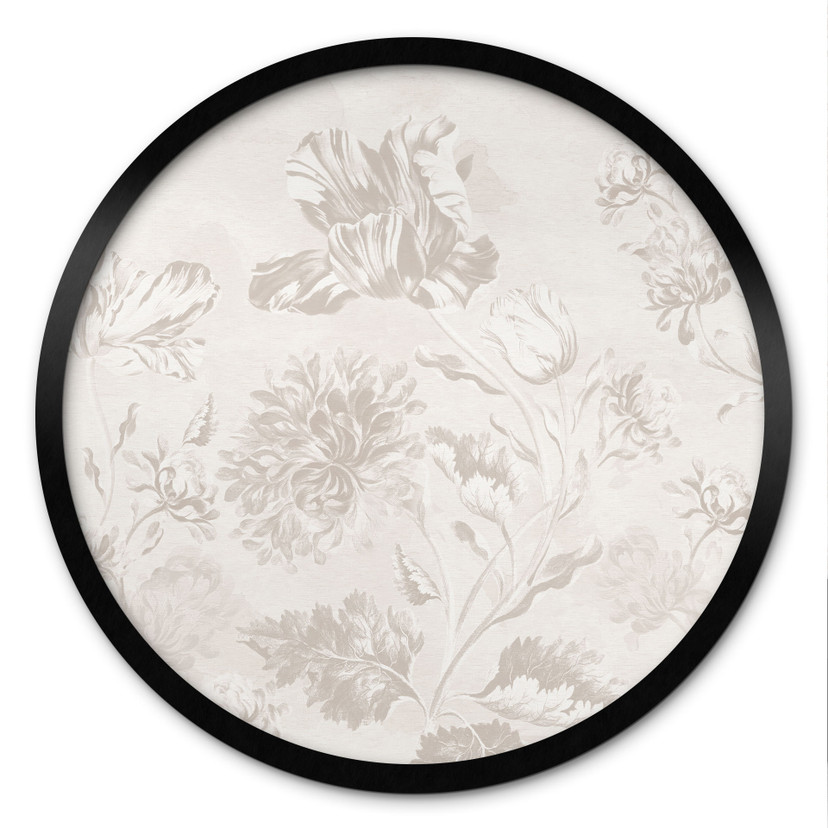 Plakat kwiatowy polne kwiaty w kredowym kolorze Greige - Bloomery Decor - Okrągły