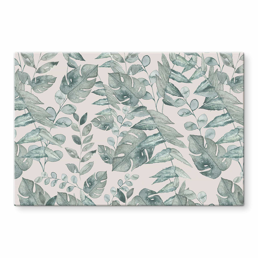 Acrylglasbild Dschungelblätter Aquarell Creme - Bloomery Decor