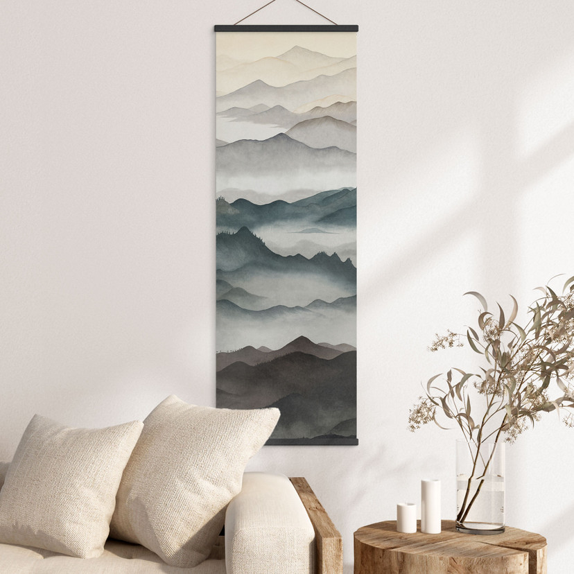 Textielposter Roerich Light - Nevelig Berglandschap - Sir Edward x Grigory Gladarev - Panorama