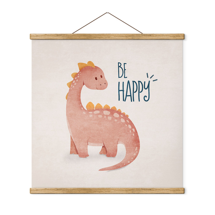 Obraz tkaniny Dino Be Happy - Brachiozaur - Tunaboylu - Kwadratowy