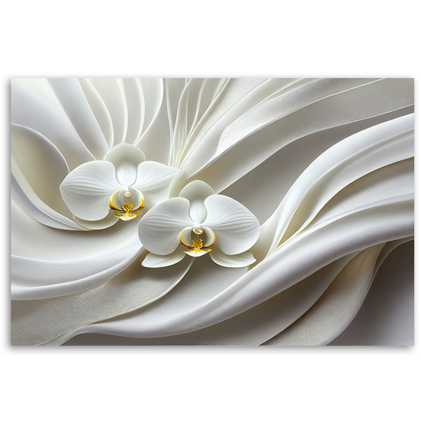 Leinwandbild Weiße Orchidee abstrakt 3D
