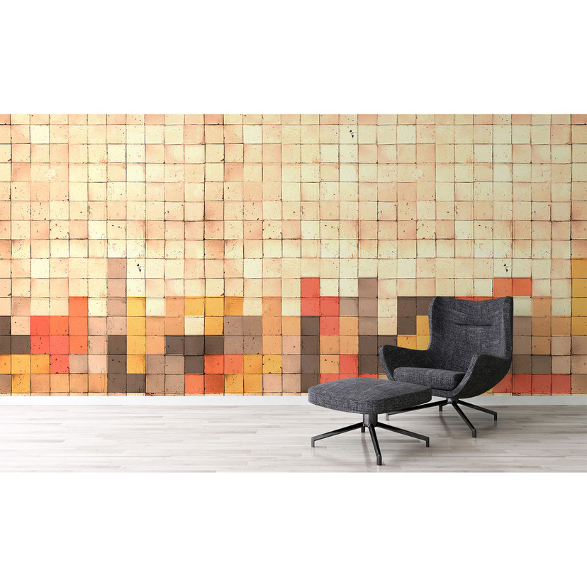 Architects Paper Papier peint photo Atelier 47 Mosaic Tetris beige, orange