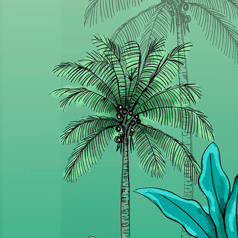 Non-woven tapet - Jungle Flamingo - 100 x 280 cm