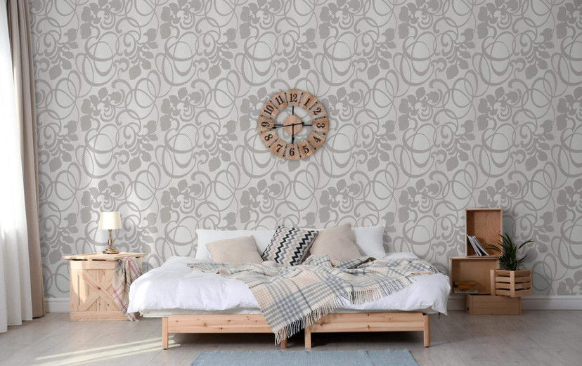 Vliestapete Ornamental Klassisch in Greige , Lounge