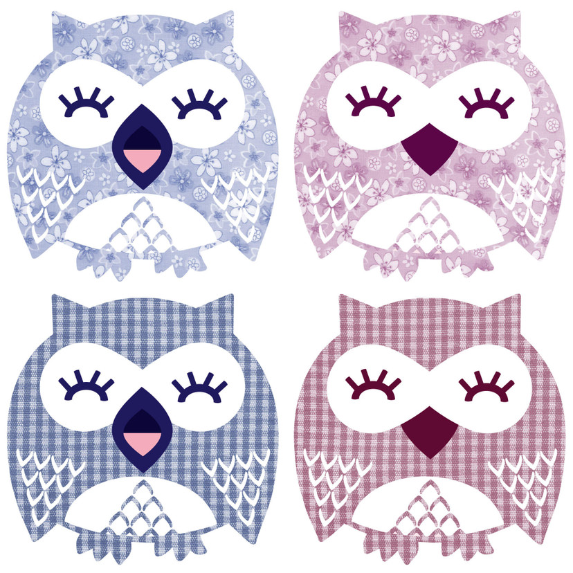Sticker mural - Hibou set + 4 crochets