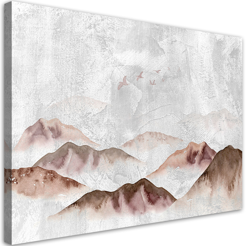 Canvasbillede, Boho-fugle over bjerge