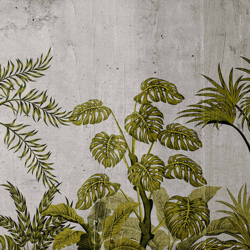 Papier peint JungleConcret2 gris vert - intissé Designwalls 2 - 2.55 x 3.5 m