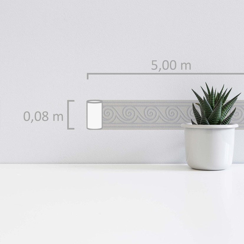 A.S. Création selbstklebende Bordüre Only Borders mit Wellen Muster grau, metallic