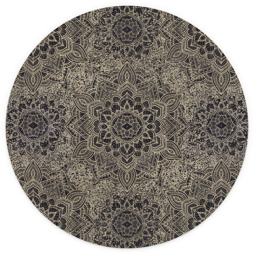 Fototapeta Mandala Boho Antyczne Złoto - Bloomery Decor - Okrągła - Samoprzylepna / nietkana