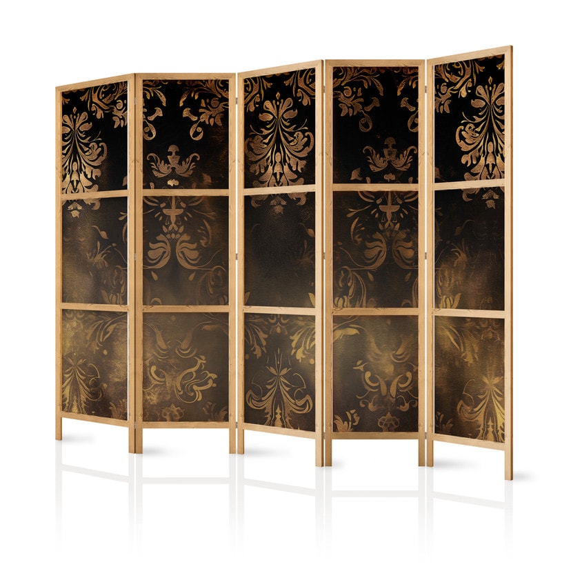 Japanischer Paravent, Raumteiler freistehend, Trennwand - Floral Ornaments: Sepia and Brown