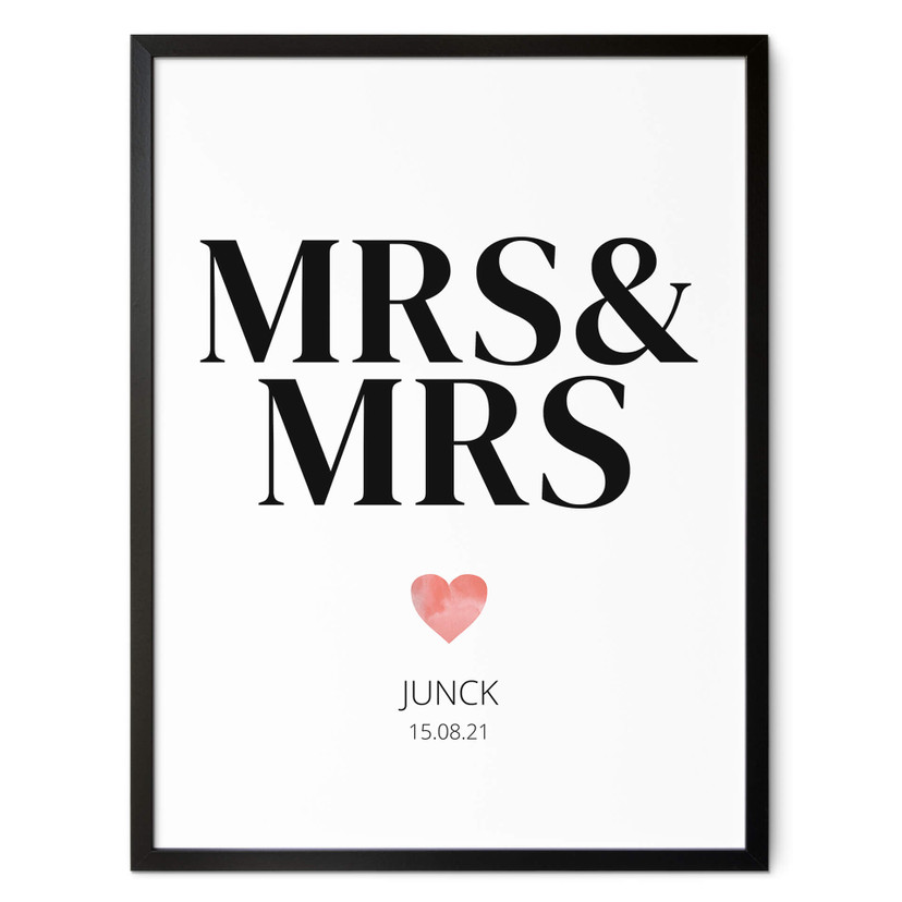 Poster Mrs & Mrs + Testo personalizzato