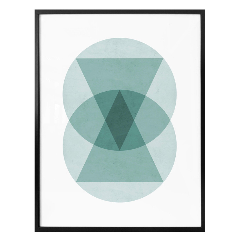 Plakat Nouveauprints - Okręgi i trójkąty aqua