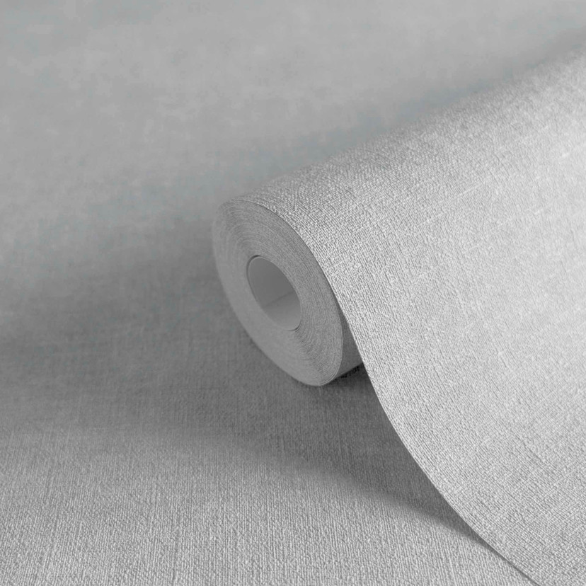 Teksturowana tapeta o wyglądzie lnu, jasnoszara - elegancka tapeta z włókniny