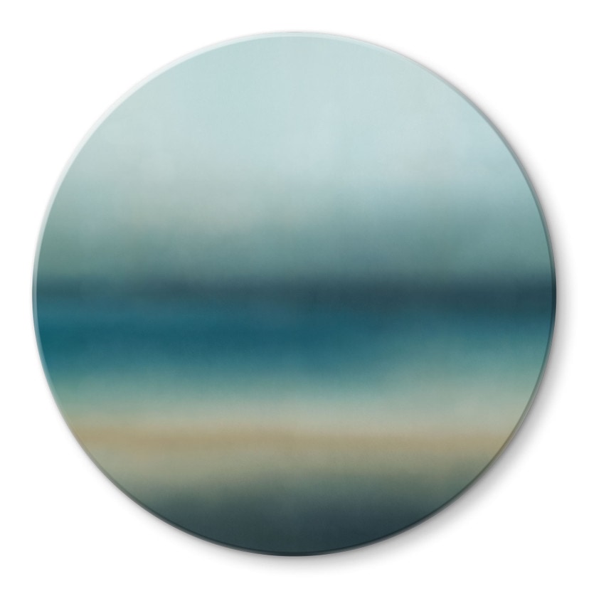 Glasschilderij Rotko Blush - Turquoise Horizon - Sir Edward x Grigory Gladarev - Rond