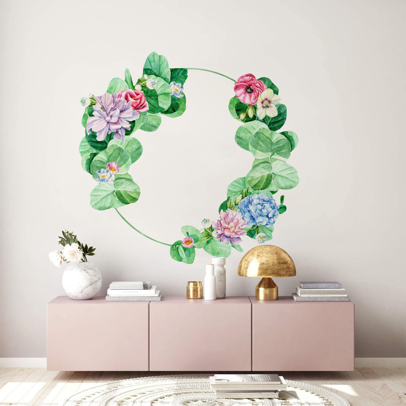 Muursticker Bloemenkrans XXL