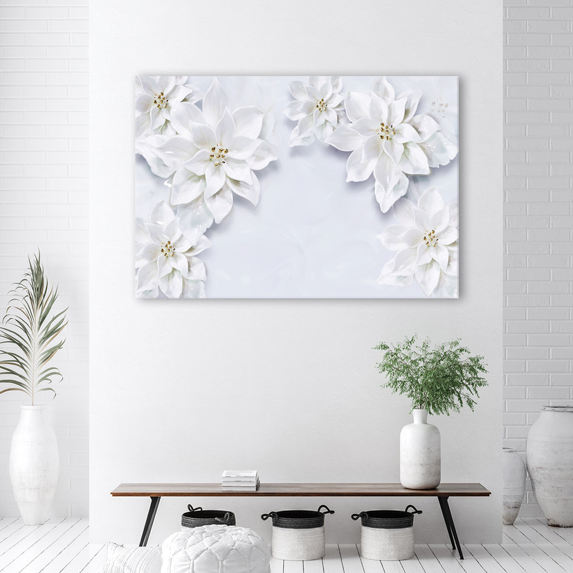 Canvasbillede, Sneklædte planteblomster