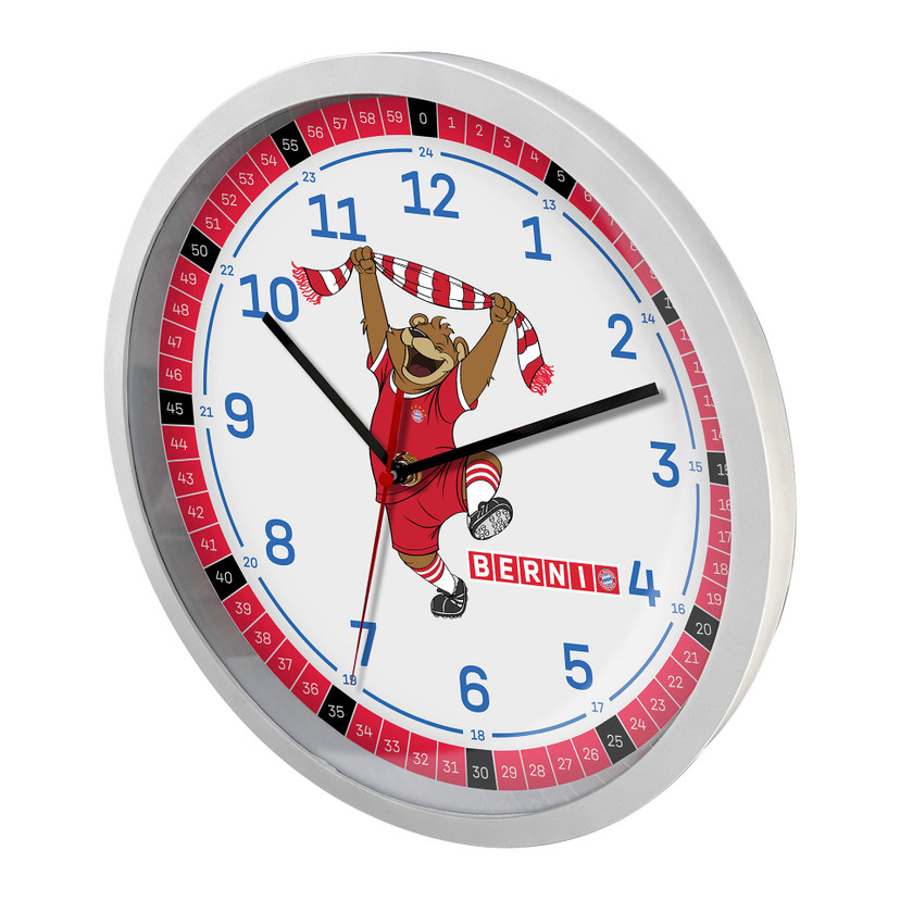 FC Bayern Wanduhr für Kinder - Maskottchen Berni Ø29 cm