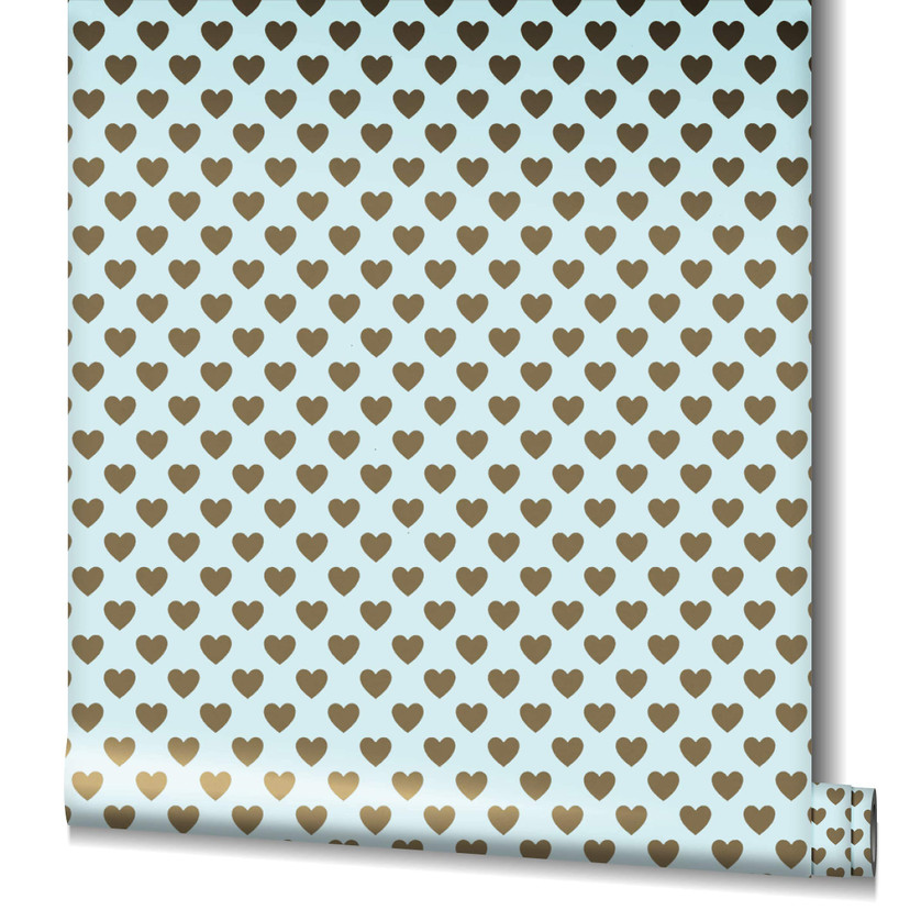 Vliestapete Herzen Grafisch Romantisch, Modern in Blau für Schlafzimmer