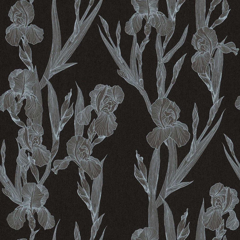 Daniel Hechter Papier peint floral Noir, Gris, Blanc