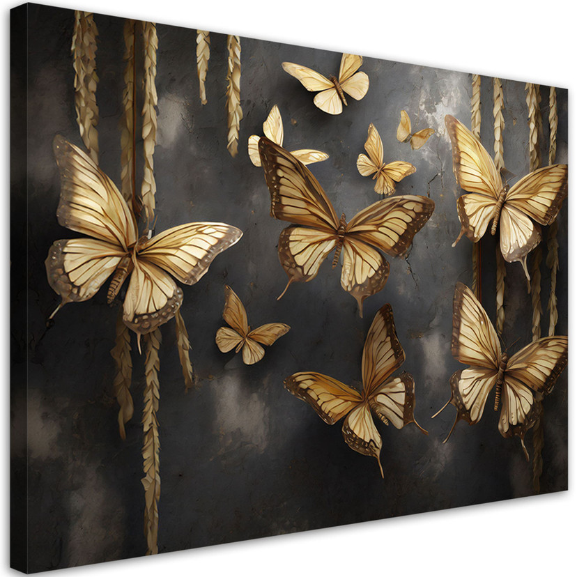 Leinwandbild Goldene Schmetterlinge
