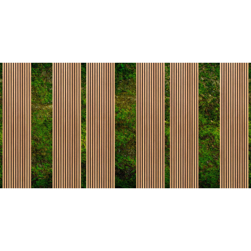 Papier peint aspect mousse bois Vert & marron - papier peint intissé Design naturel