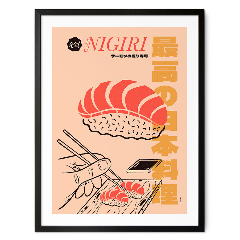 Poster Cuisine japonaise vintage - Sushi Salmon Nigiri - Gomes