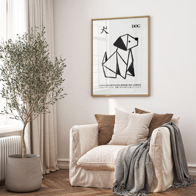 Poster Geometrische Hond Origami - Krygowski