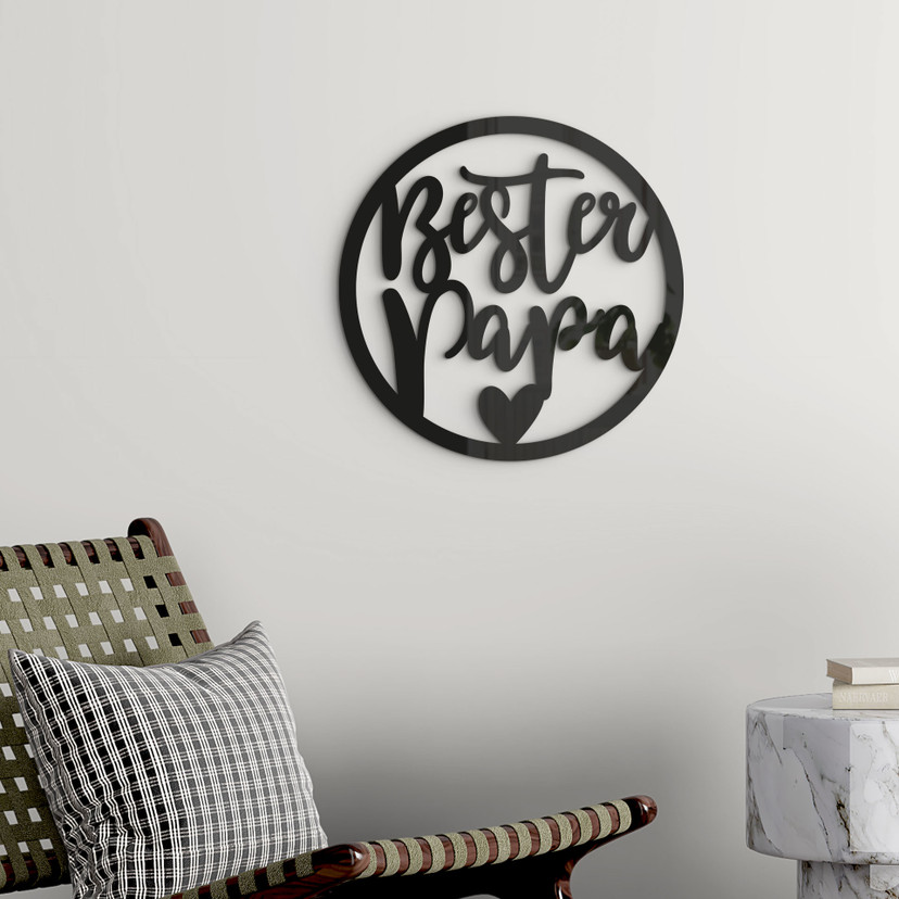 Wanddeko Schriftzug - Bester Papa - Acryldeko - Rund