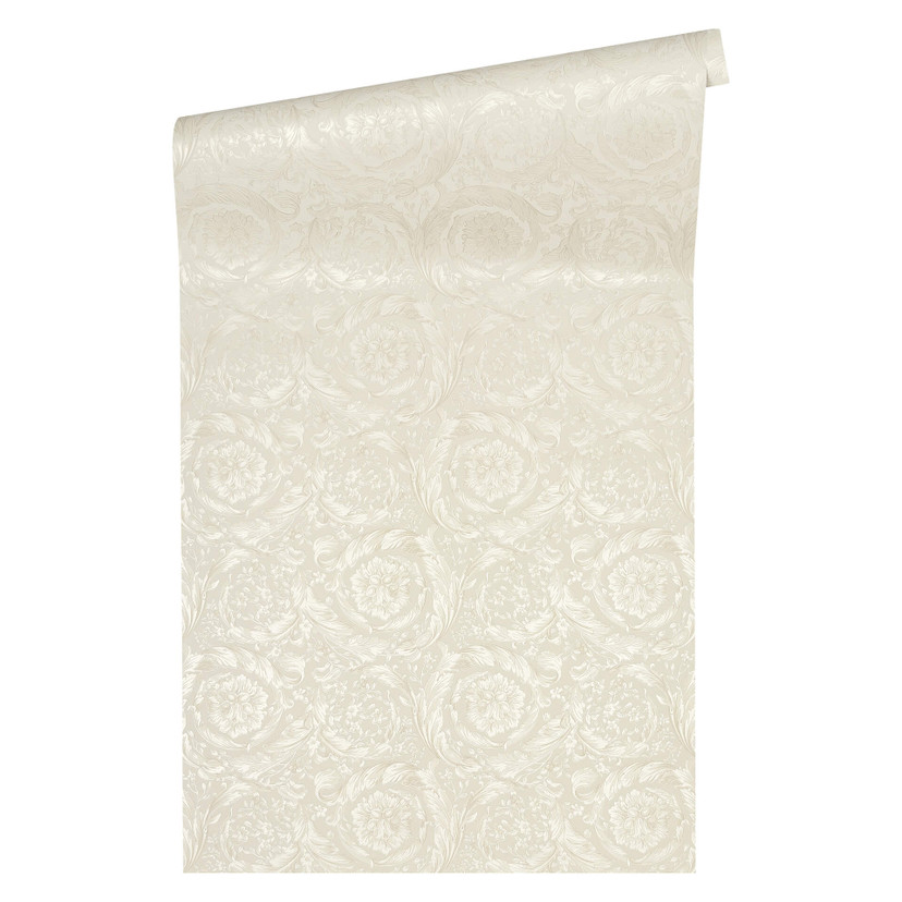 Versace Tapet Barocco Blomster Cream, Metallisk