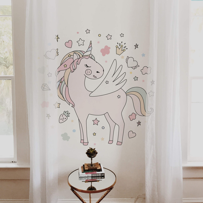 Sticker mural Kvilis - Illustration Licorne ailée