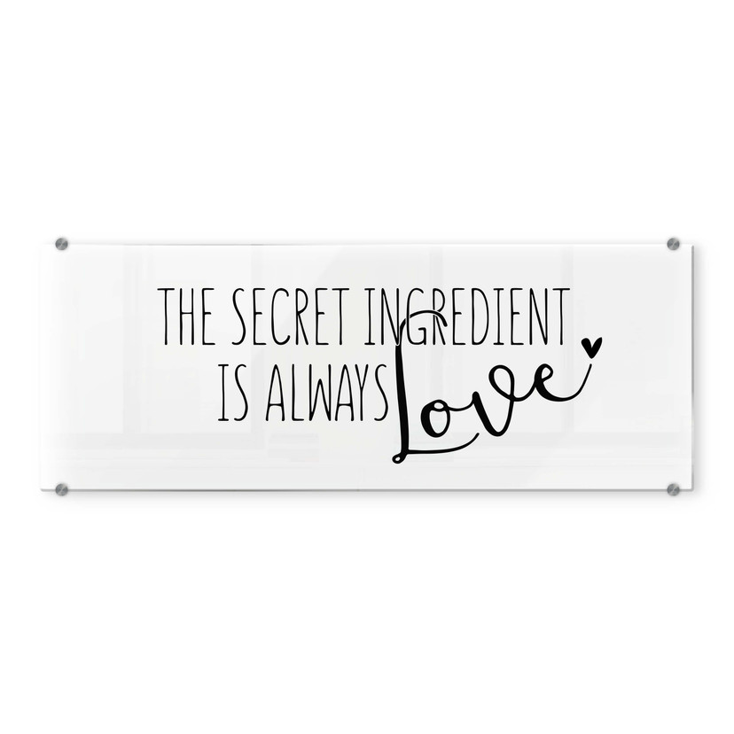 Panel szklany do kuchni Transparentny - The secret ingredient is always love - Panorama