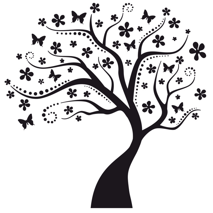 Wallsticker Drømmetræ inkl. 5 fotorammer