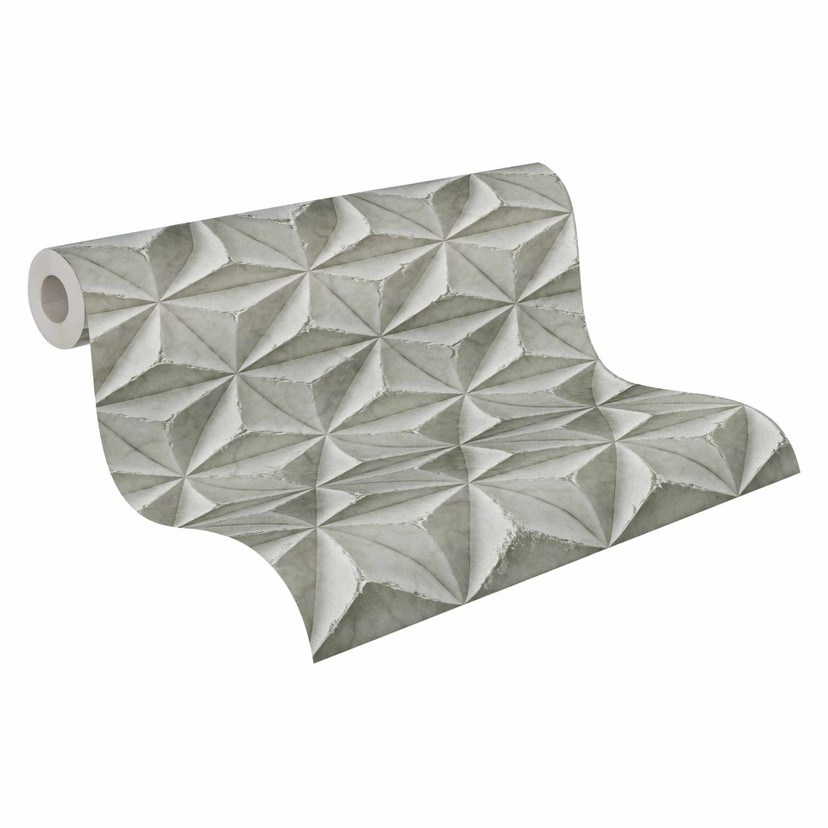 papier peint 3D imitation béton gris - Papier peint intissé à motifs géométriques - aspect industrie