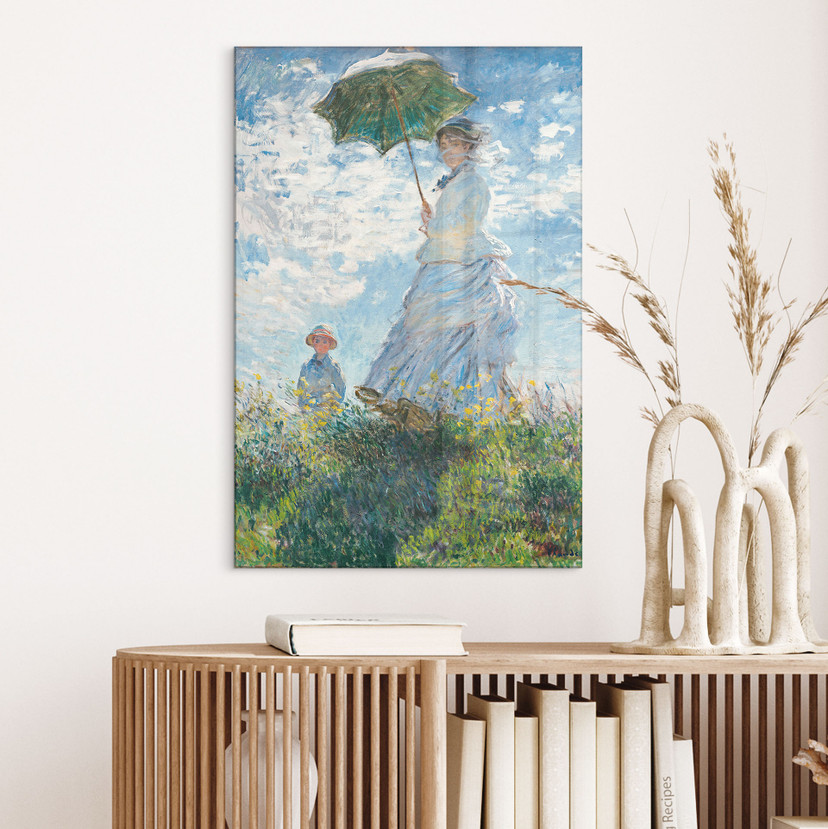 Akrylbillede Monet - Kvinde med parasol - Madame Monet og hendes søn