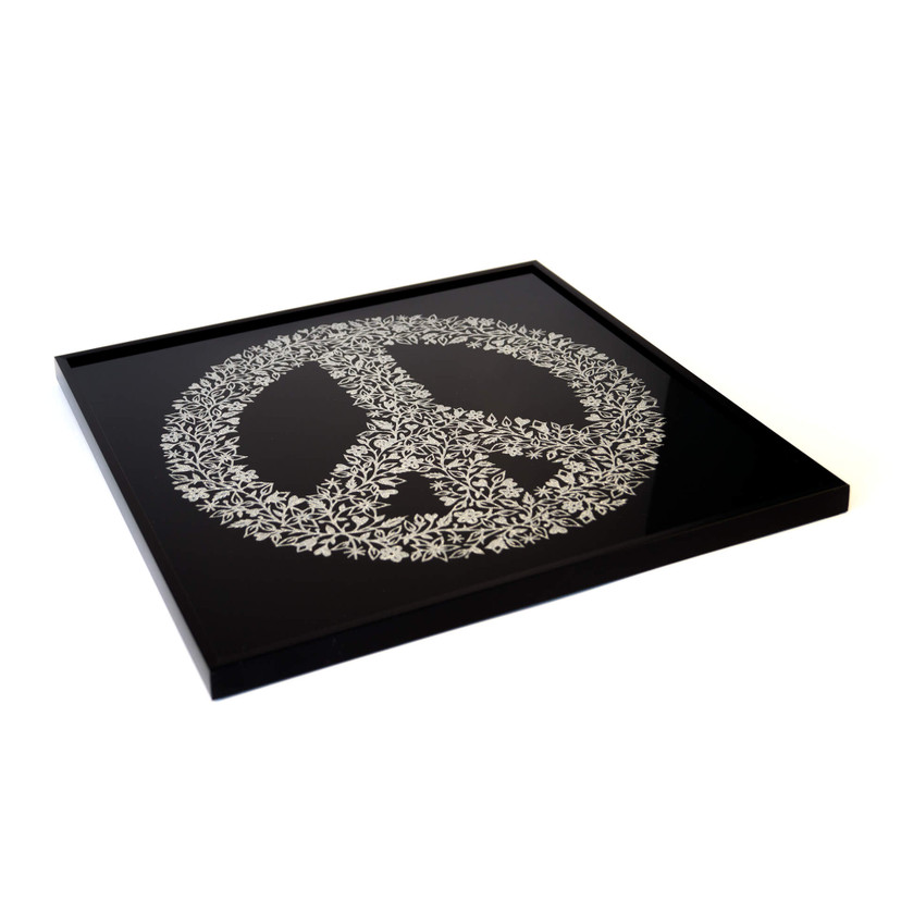 Wandbild Peace Zeichen - Silber Glitzer