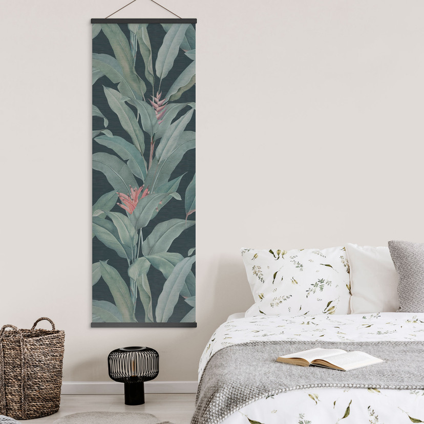 Stampe su tessuto Urban Jungle Tropical Leaves Green - Bloomery Decor - Panorama