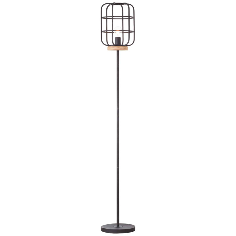 Stehleuchte Inga, braun, 163 x 25 cm, Holz Stehlampe