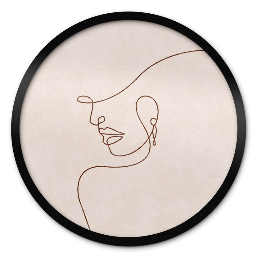 Poster Délicats contours d'une femme - Line Art - Tunaboylu - Rond