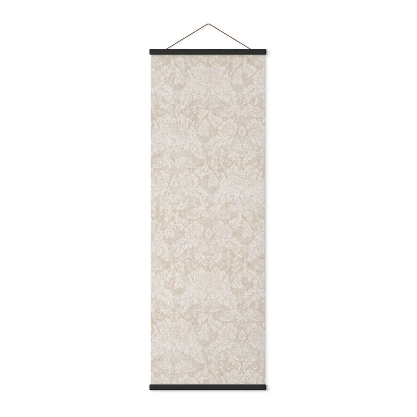 Obraz tkaniny w kwiaty kości słoniowej w stylu barokowym - Bloomery Decor - Panorama