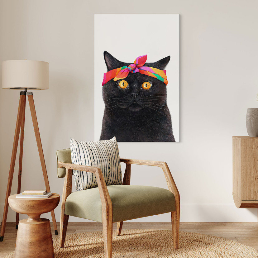 Tableaux Chat noir avec bandana - Korenkova