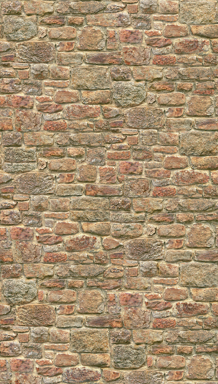behang steenmuur oranje rood - vliesbehang industrieel Livingwalls - mat en glad