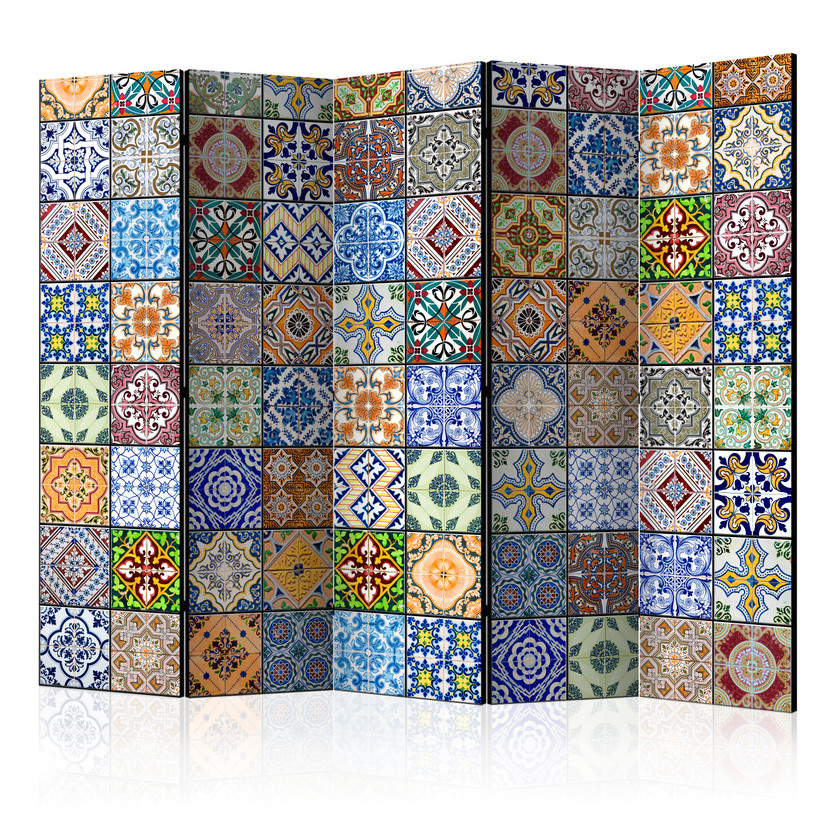 Rumdeler - Farverig mosaik, 5-delt - 225x172 cm